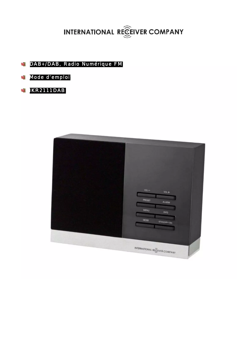 Page n°1 - Manuel utilisateur IRC IKR2111