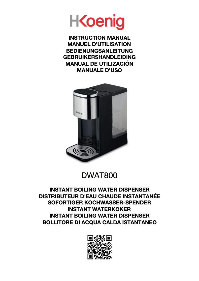 Page 1 de la notice Manuel utilisateur H.Koenig DWAT800