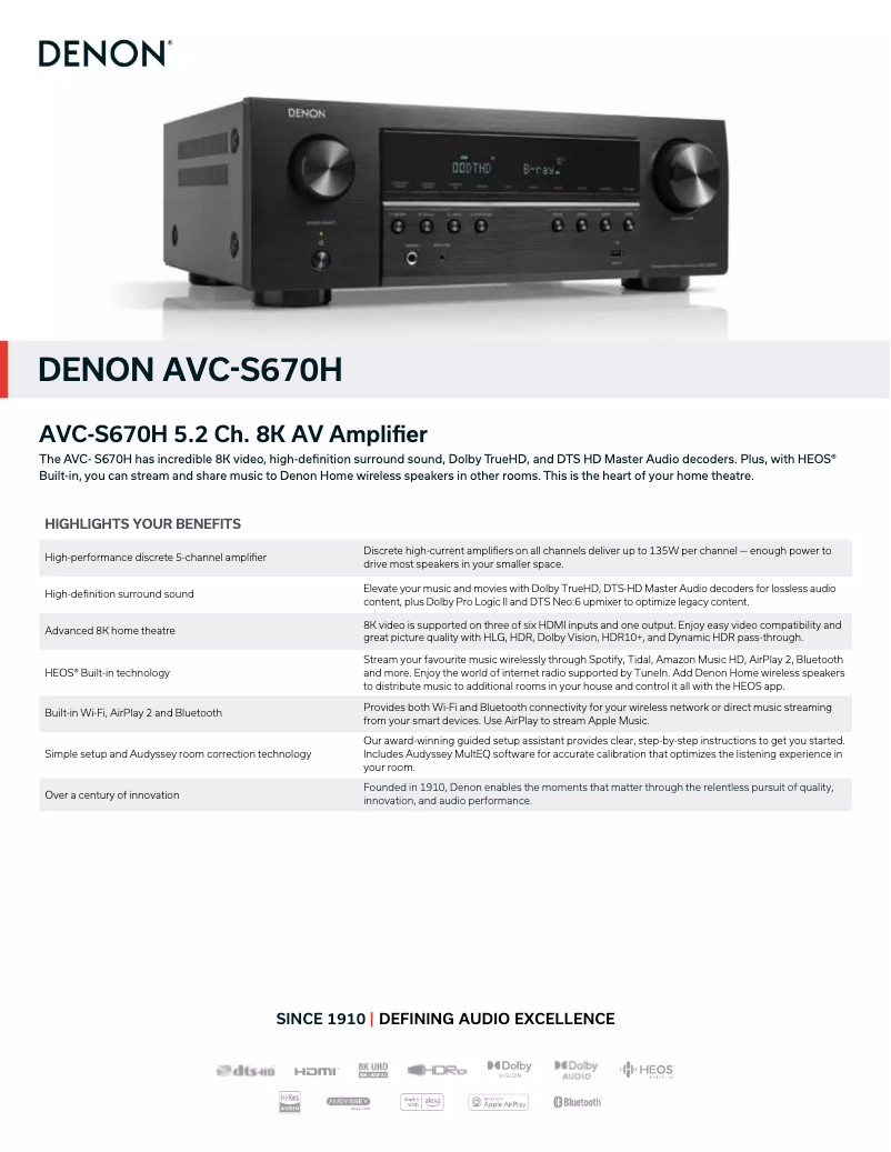 Image de la première page du manuel de l'appareil AVC-S670H