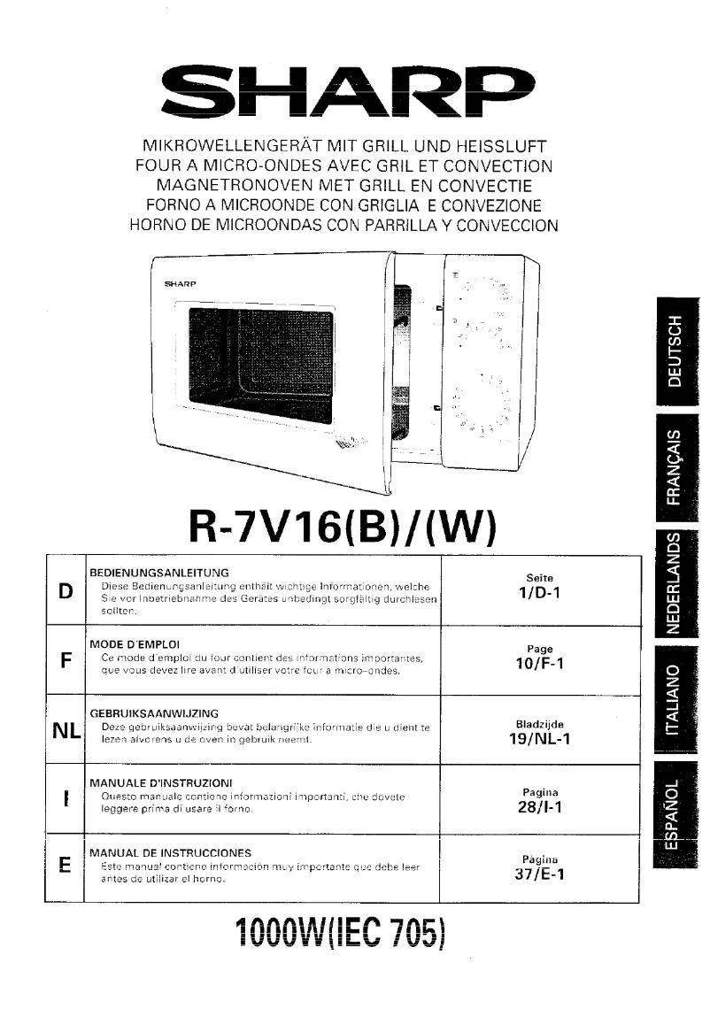 Page 1 de la notice Manuel utilisateur Sharp R-7V16