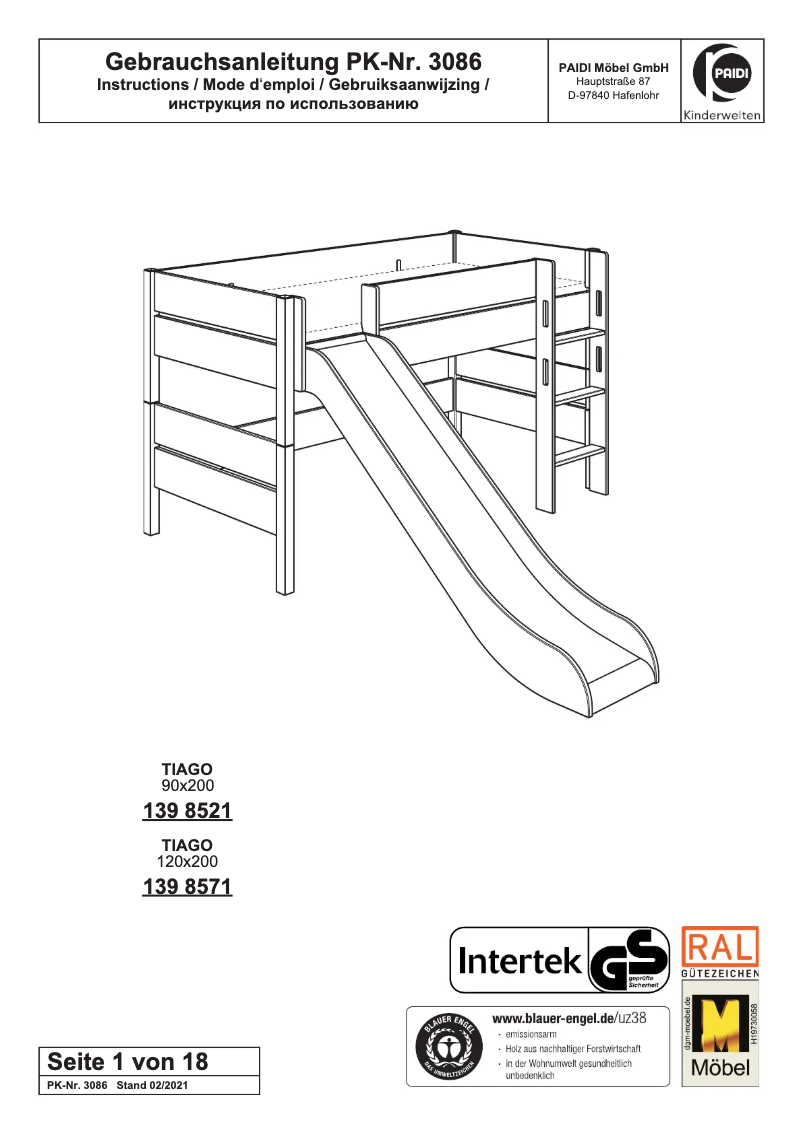 Image de la première page du manuel de l'appareil Tiago