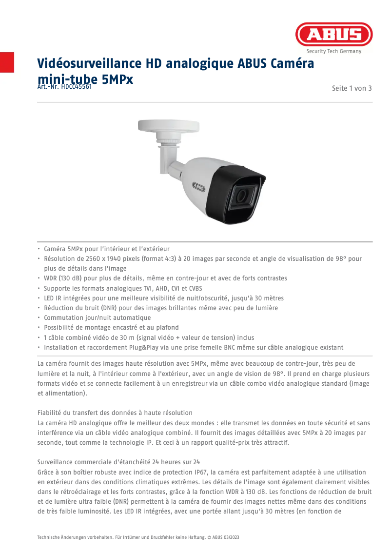 Image de la première page du manuel de l'appareil HDCC45561