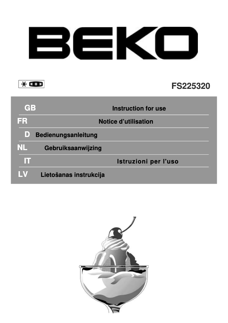 Page 1 de la notice Manuel utilisateur Beko FS 225320