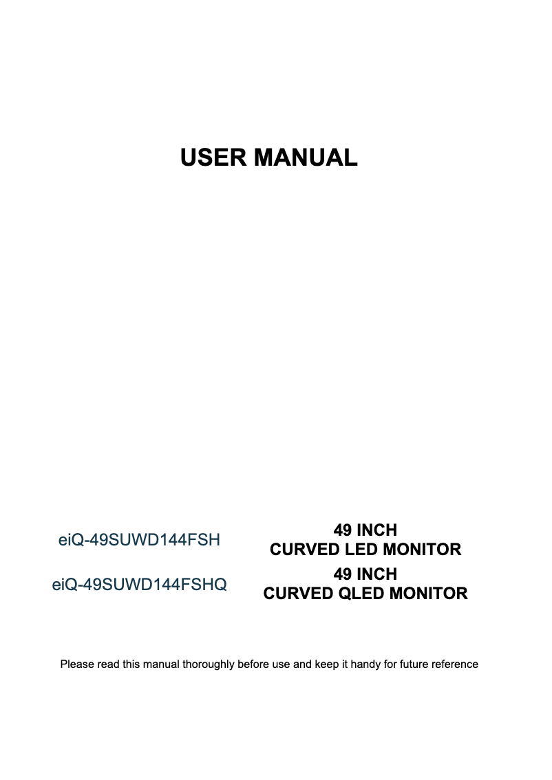 Page n°1 - Manuel utilisateur ElectriQ eiQ-49SUWD144FSHQ