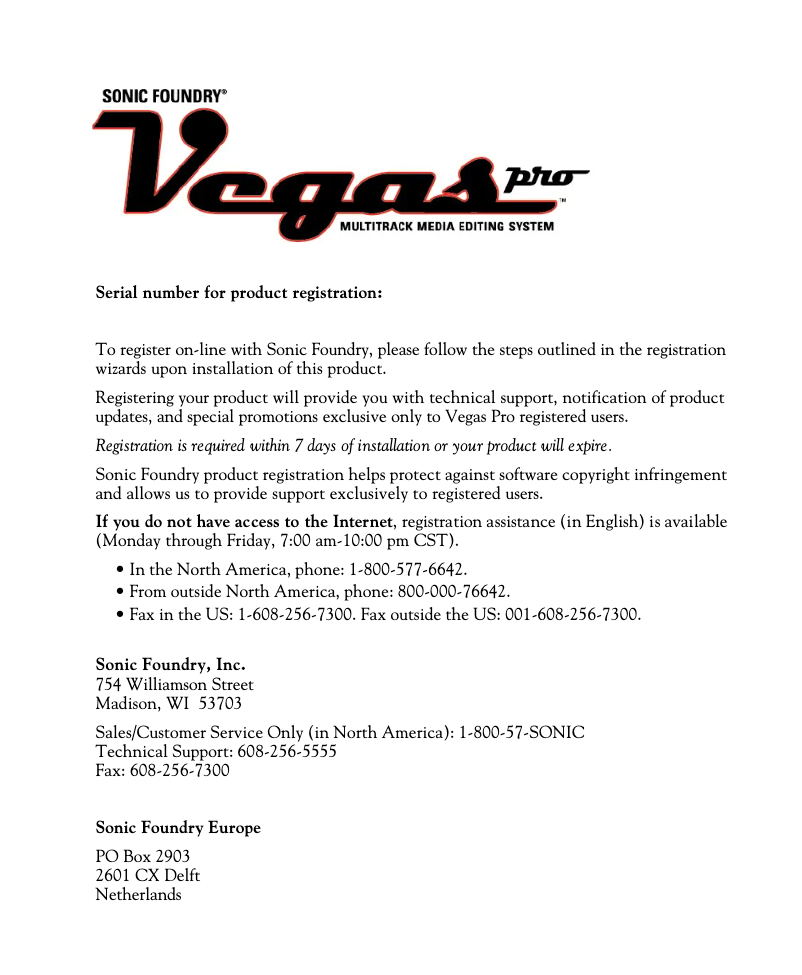 Page n°1 - Manuel utilisateur Sony Vegas Pro 1
