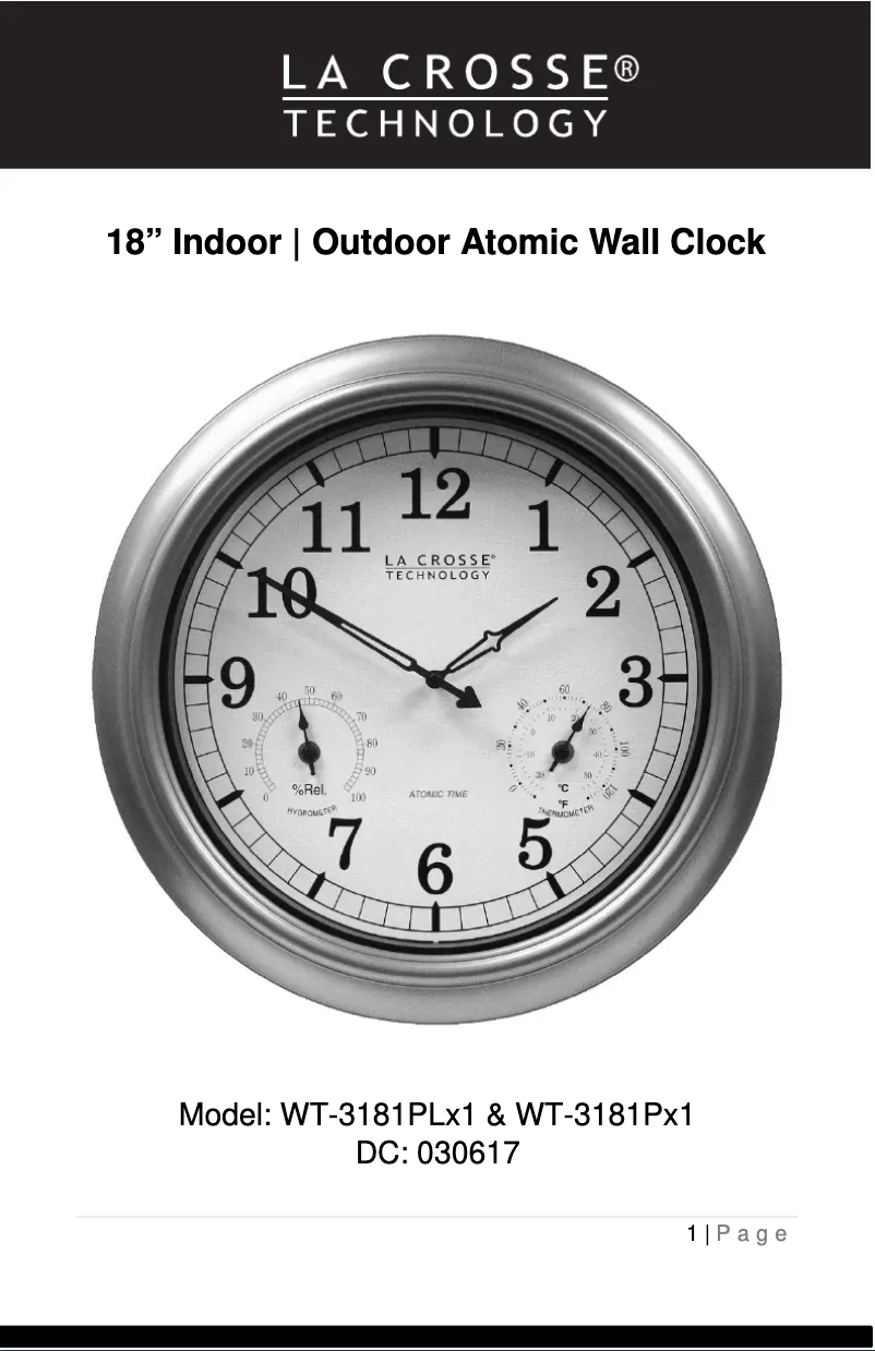 Image de la première page du manuel de l'appareil WT-3181PX1