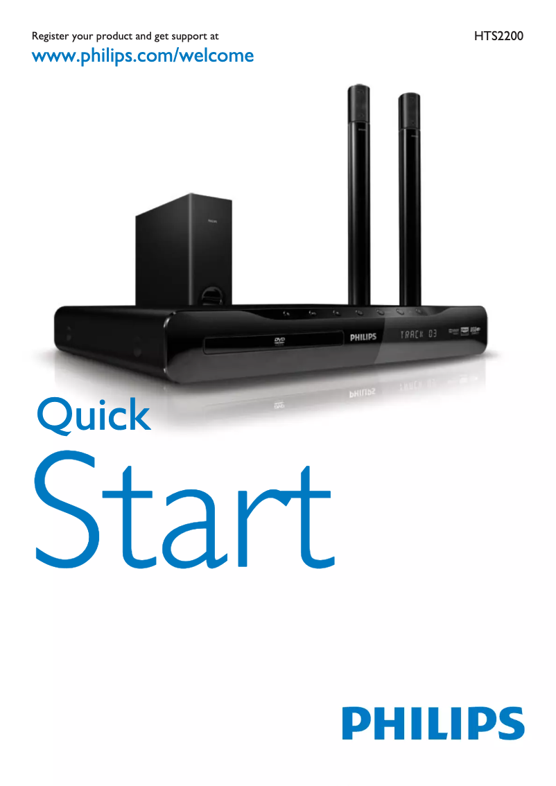 Page 1 de la notice Guide de démarrage rapide Philips HTS2200