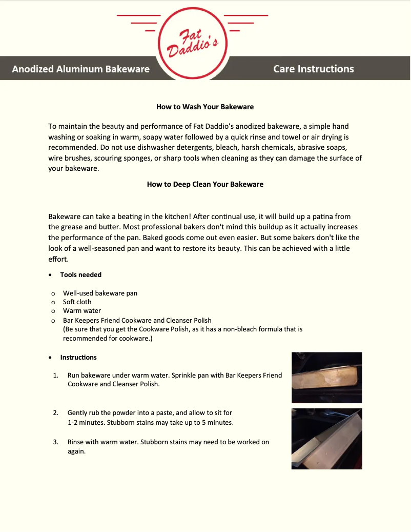 Page 1 de la notice Manuel utilisateur Fat Daddio's POB-9133