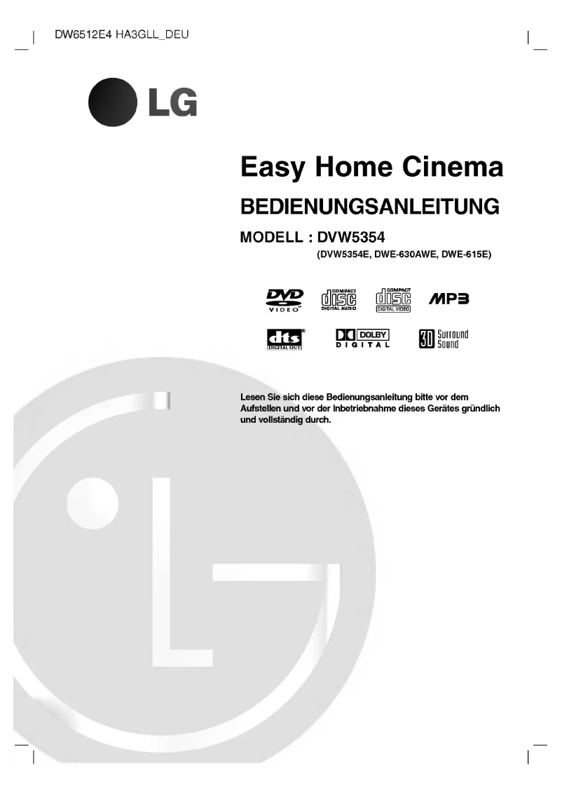 Imagen de la primera página del manual del dispositivo DVW5354E