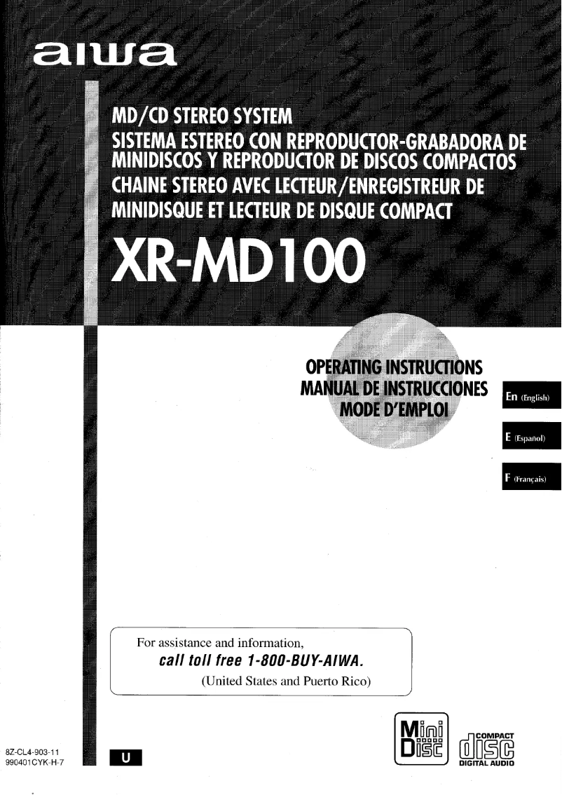 Page n°1 - Manuel utilisateur Aiwa XR-MD100