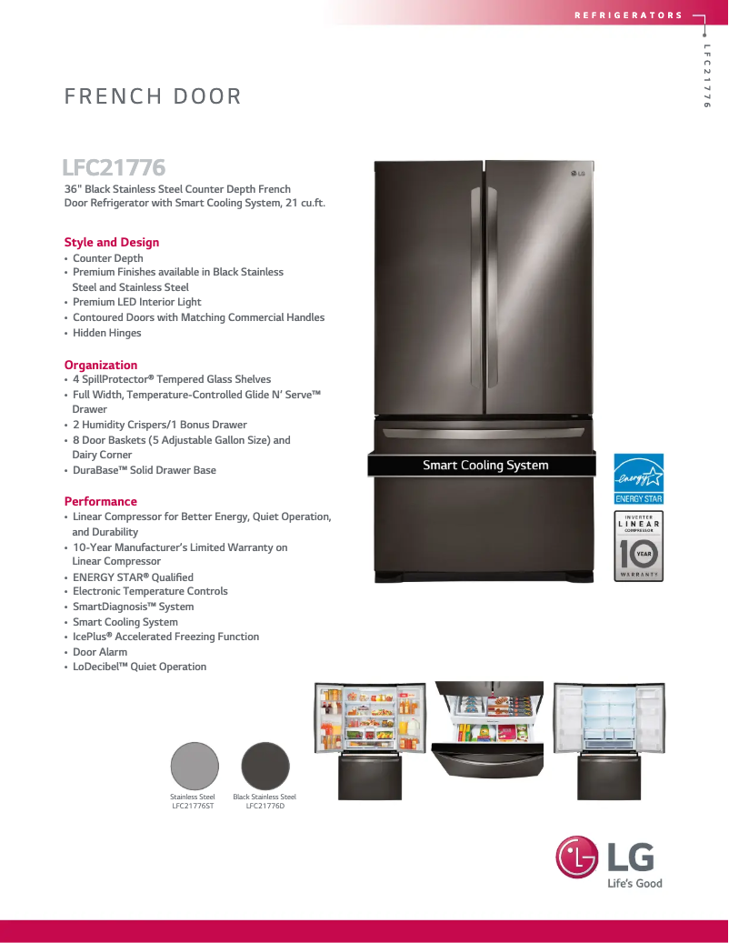 Page 1 de la notice Fiche technique LG LFC21776D