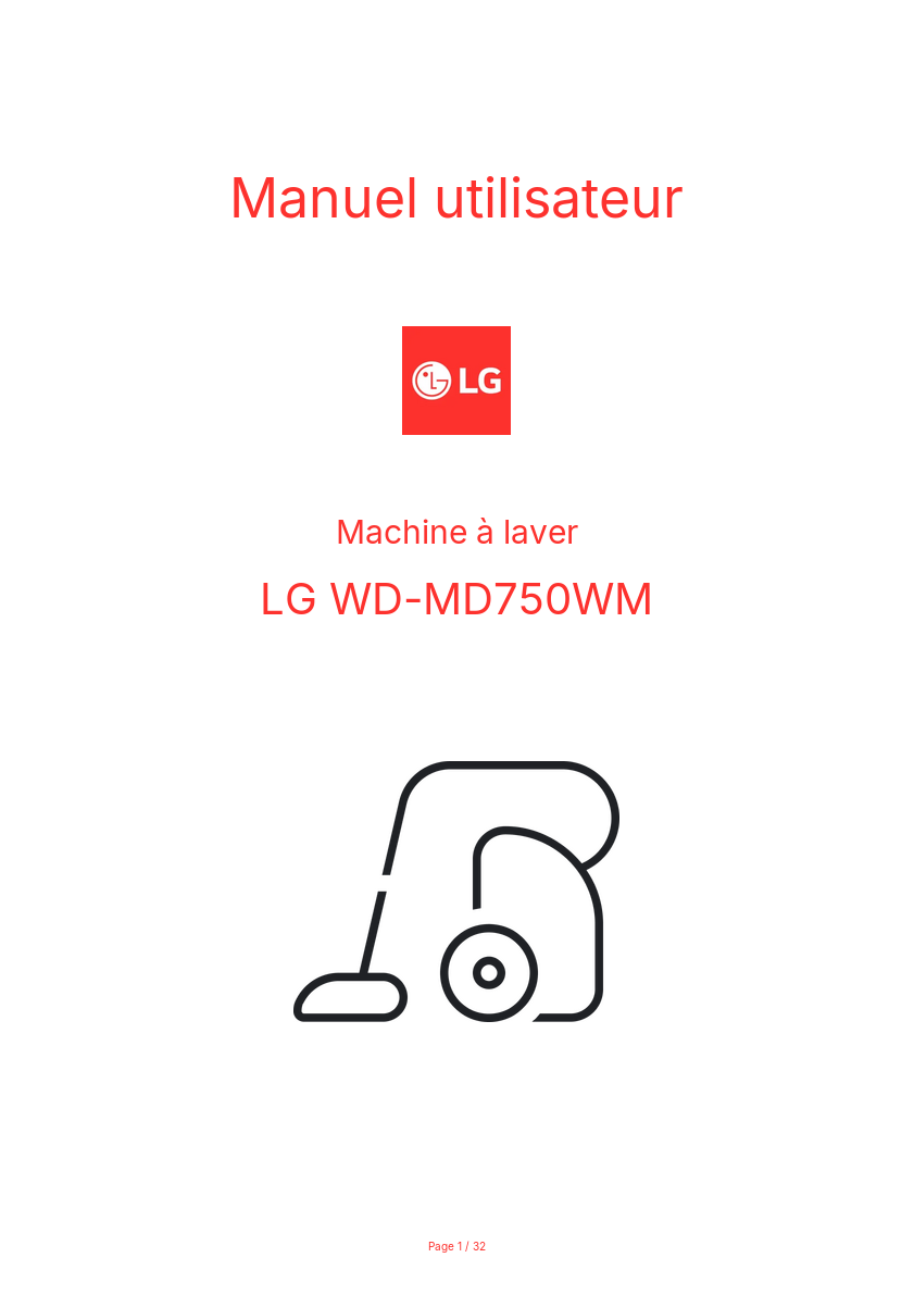 Page n°1 - Manuel utilisateur LG WD-MD750WM