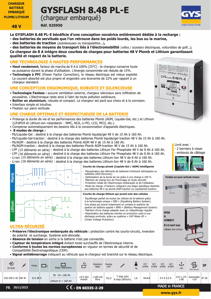 Page n°1 - Fiche technique GYS Gysflash 8.48 Pl-E