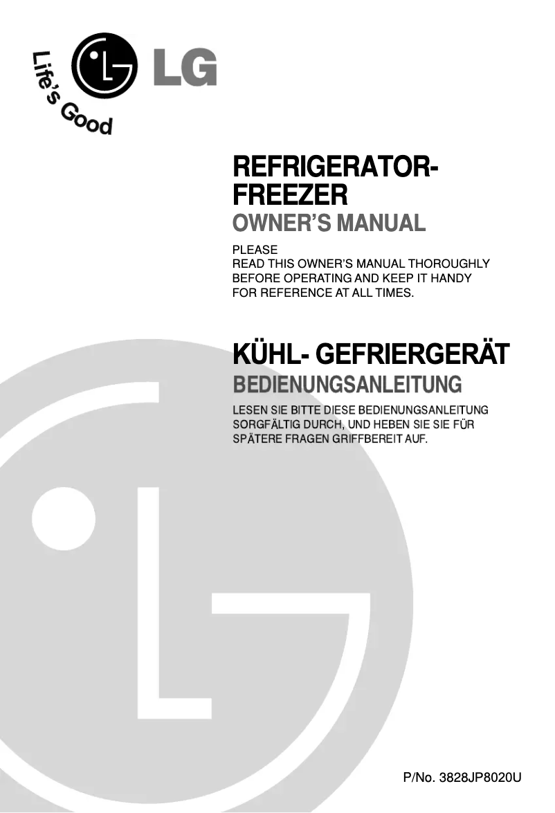 Page 1 de la notice Manuel utilisateur LG GR-U292SQ