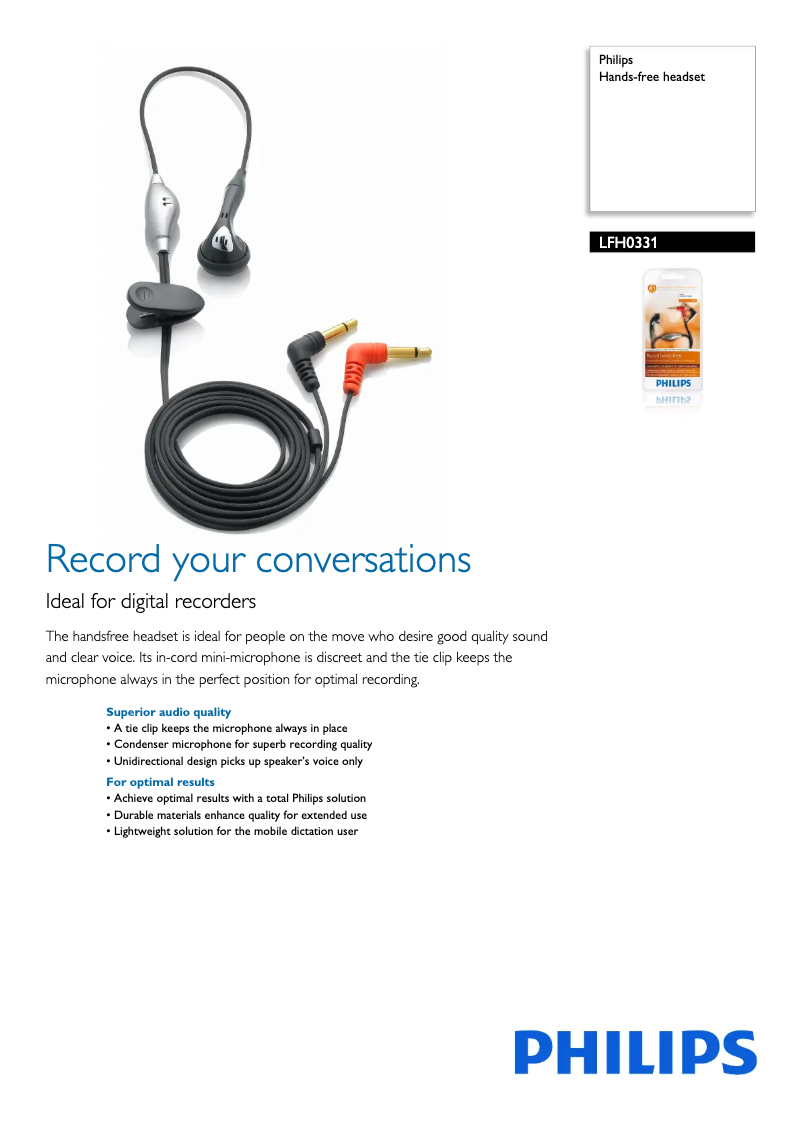 Image de la première page du manuel de l'appareil LFH0331