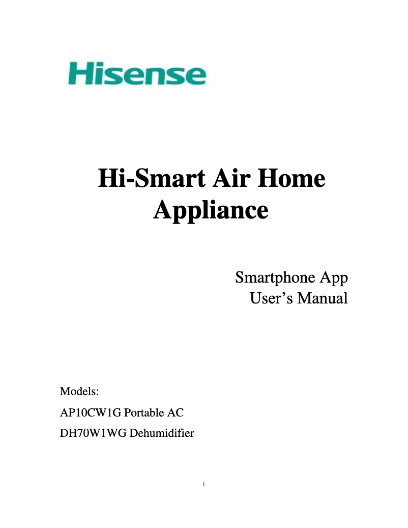 Page n°1 - Manuel utilisateur Hisense DH70W1WG