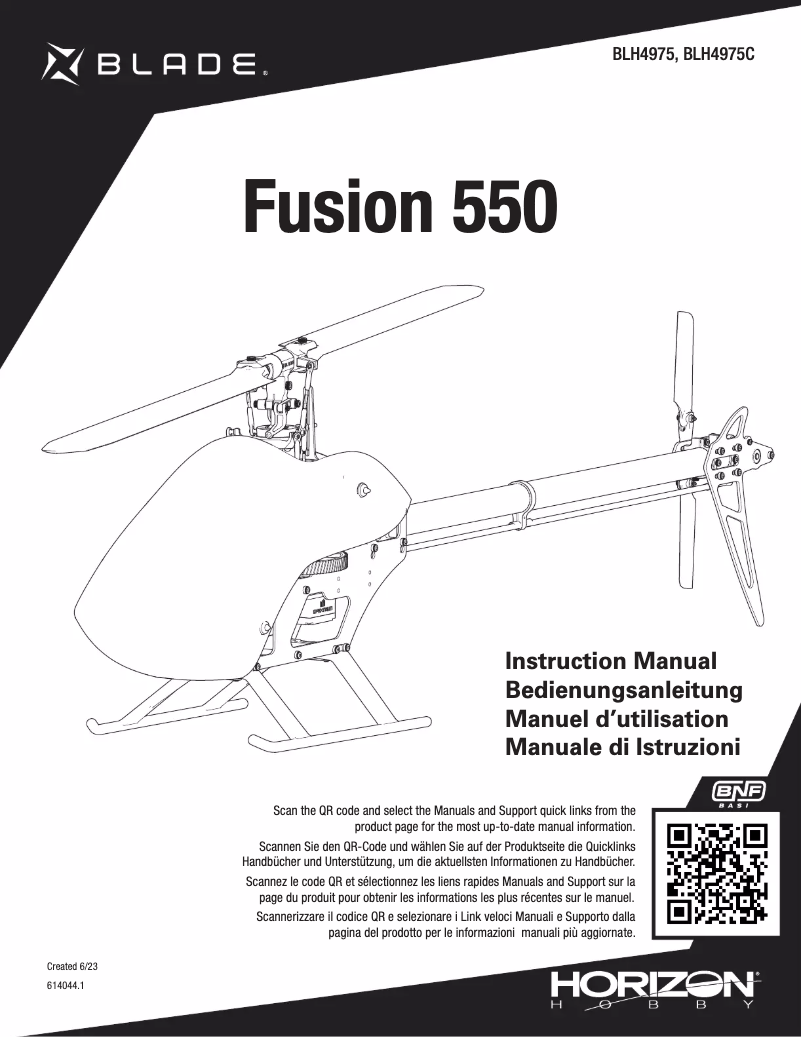 Page 1 de la notice Manuel utilisateur Blade Fusion 550
