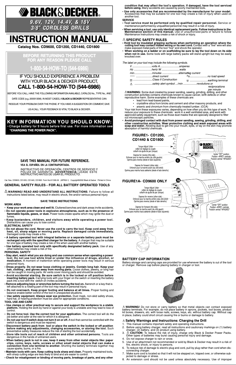 Page n°1 - Manuel utilisateur Black & Decker CD9600
