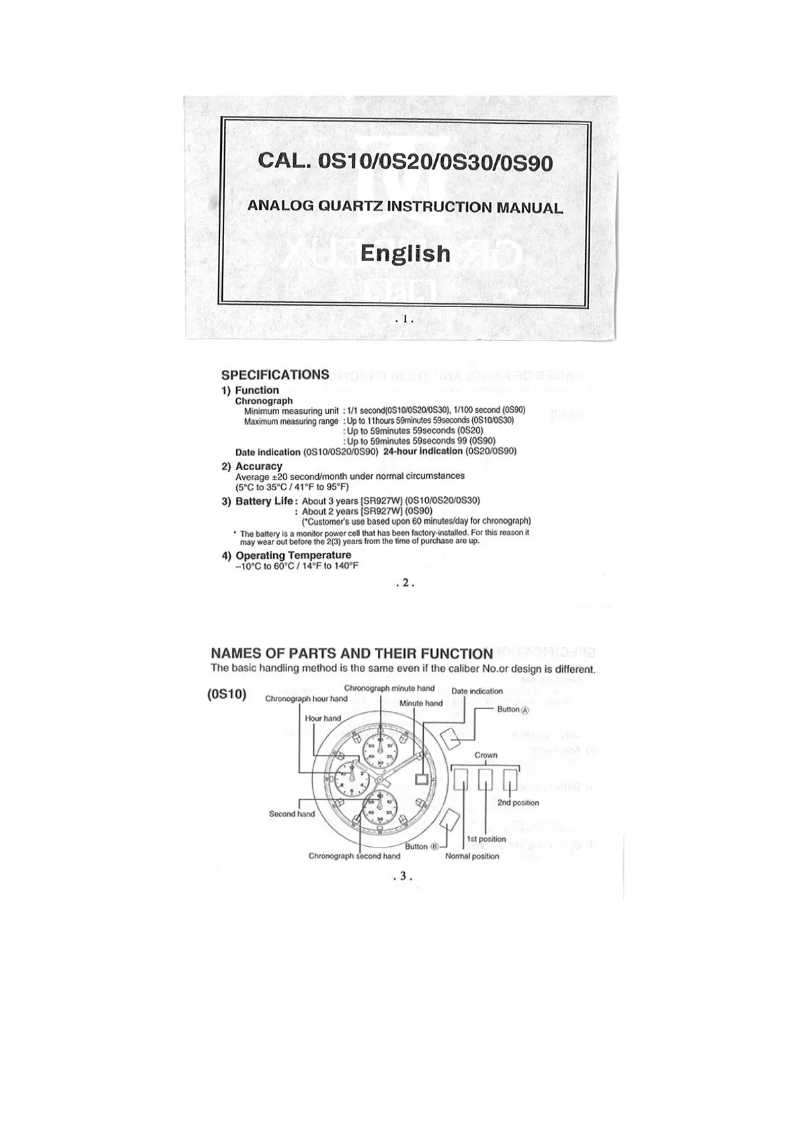 Page n°1 - Manuel utilisateur Grandeux 0S90