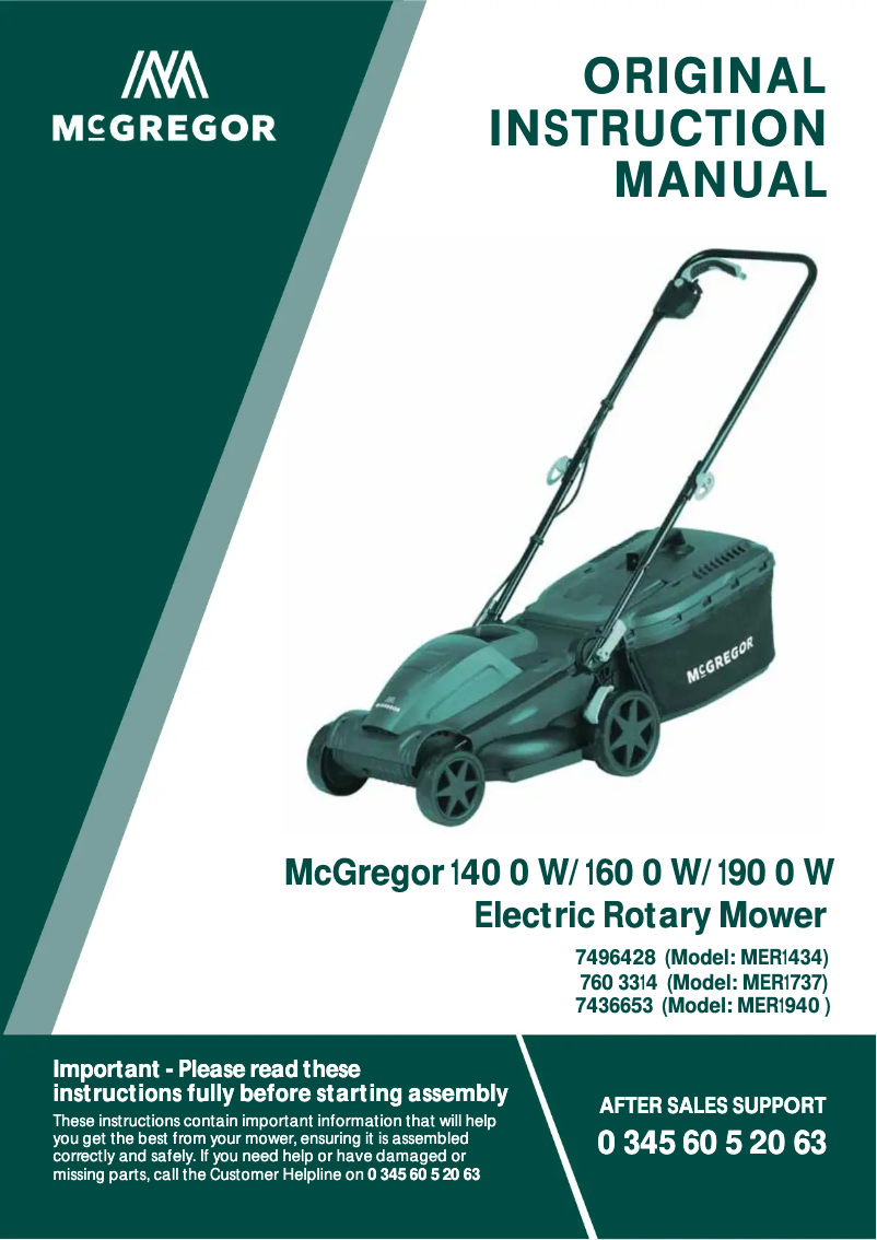 Page 1 de la notice Manuel utilisateur McGregor MER1637