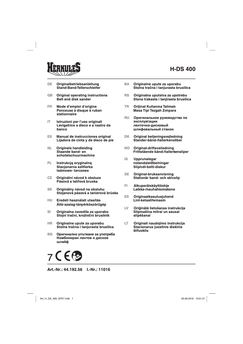Page n°1 - Manuel utilisateur Herkules H-DS 400