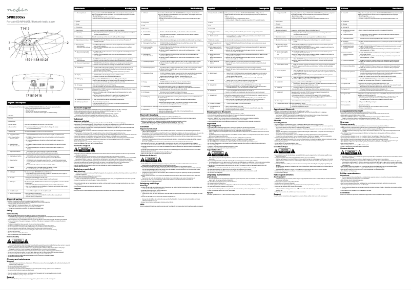 Page 1 de la notice Manuel utilisateur Nedis SPBB200BK