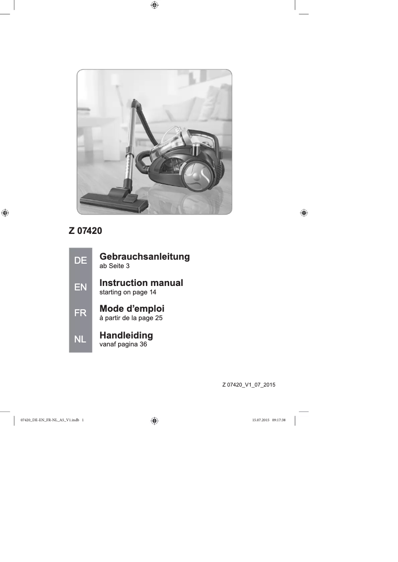 Imagen de la primera página del manual del dispositivo Z 07420