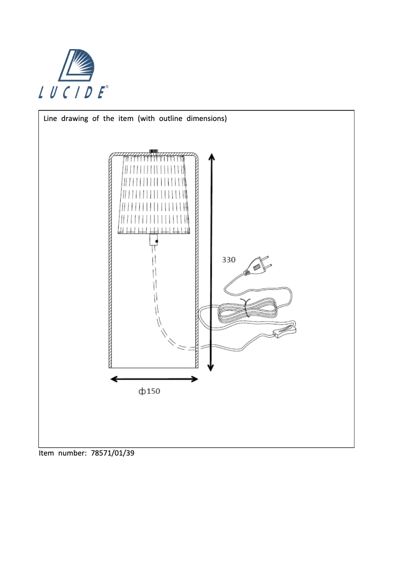 Page 1 de la notice Manuel utilisateur Lucide Tina 78574/01/39