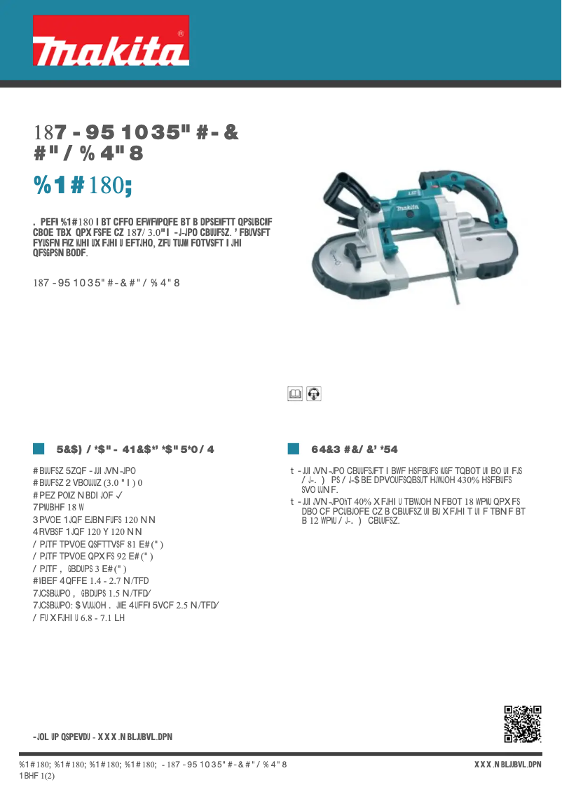 Page 1 de la notice Fiche technique Makita DPB180Z