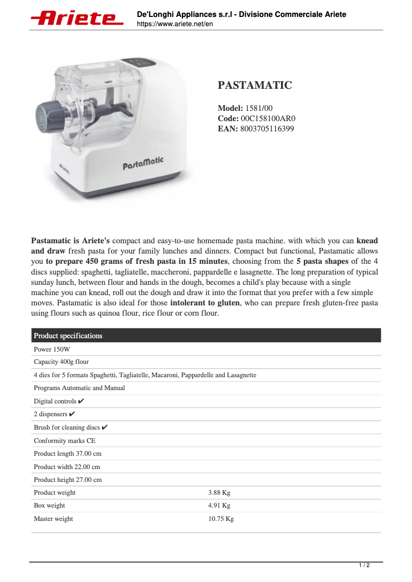 Image de la première page du manuel de l'appareil 1581
