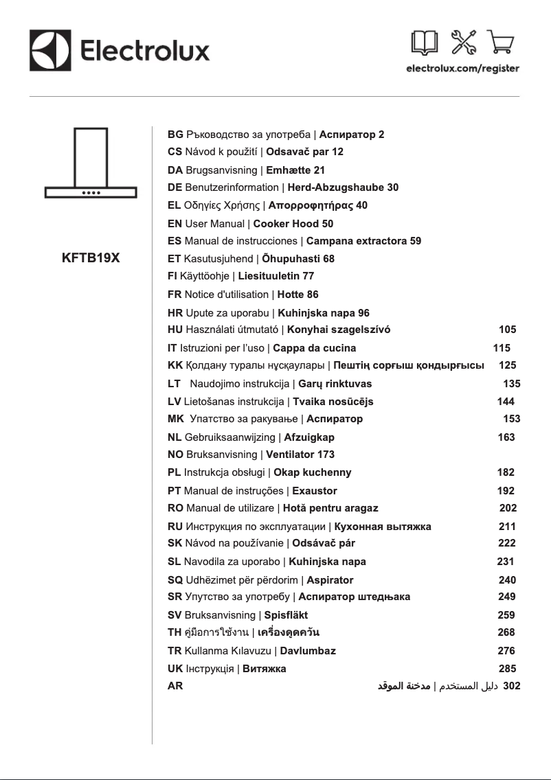 Page 1 de la notice Manuel utilisateur Electrolux KFTB19X