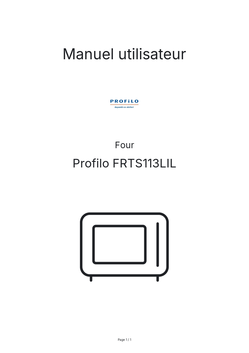 Page n°1 - Manuel utilisateur Profilo FRTS113LIL