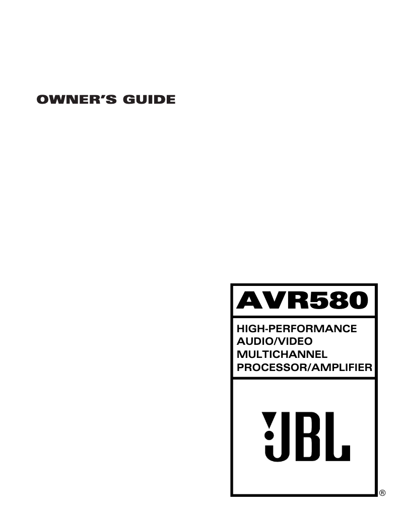 Page n°1 - Manuel utilisateur JBL AVR580