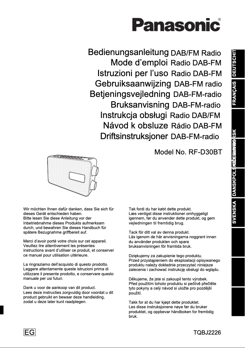 Page n°1 - Manuel utilisateur Panasonic RF-D30BT