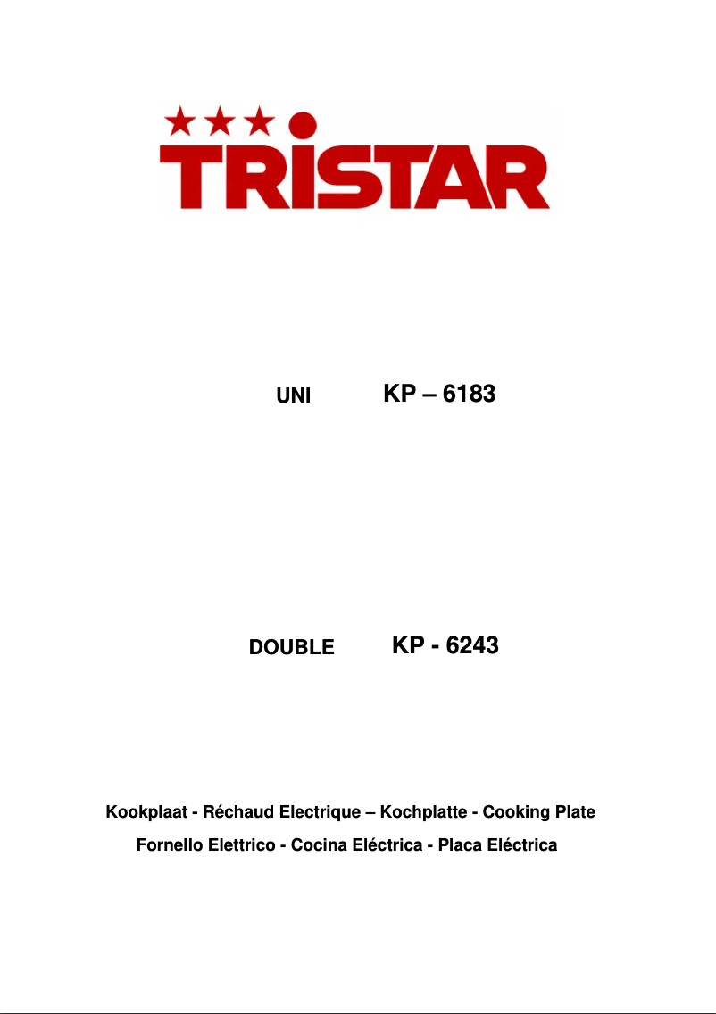 Page n°1 - Manuel utilisateur TriStar KP 6183