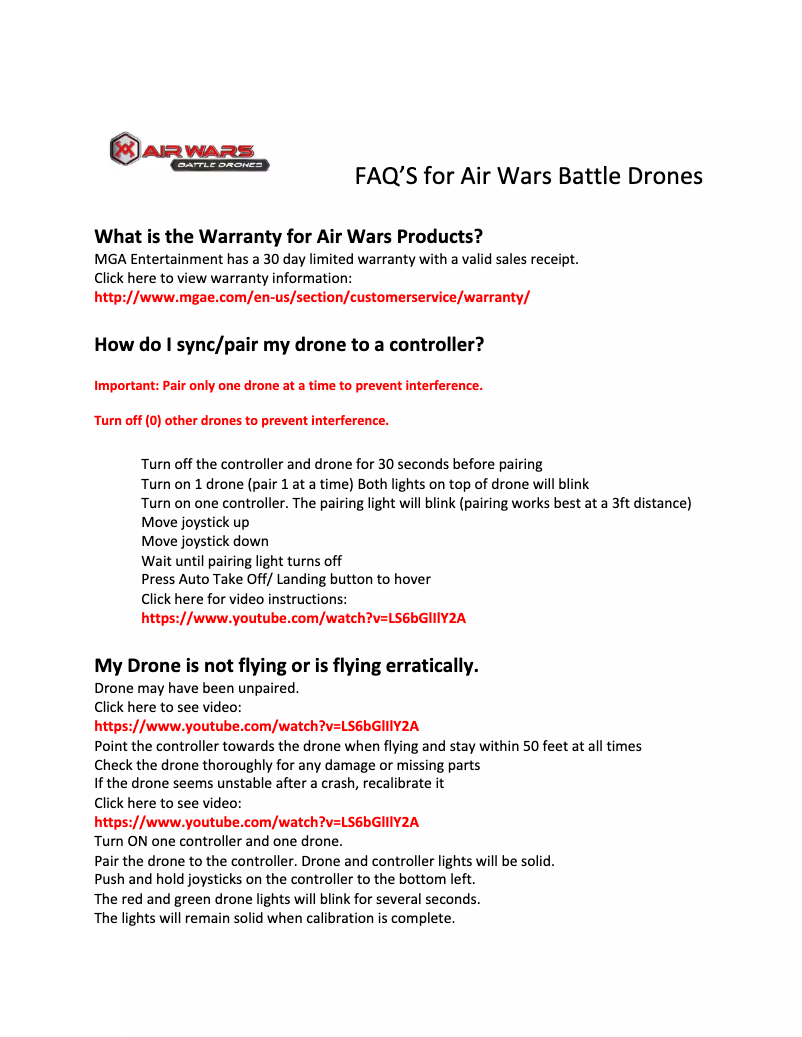 Page 1 de la notice Fiche technique Air Wars 518785