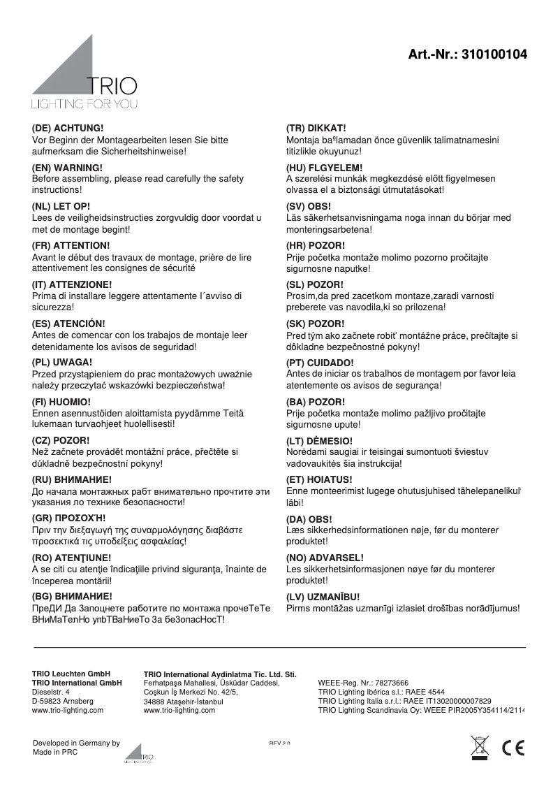 Page n°1 - Manuel utilisateur Trio Lighting Rope