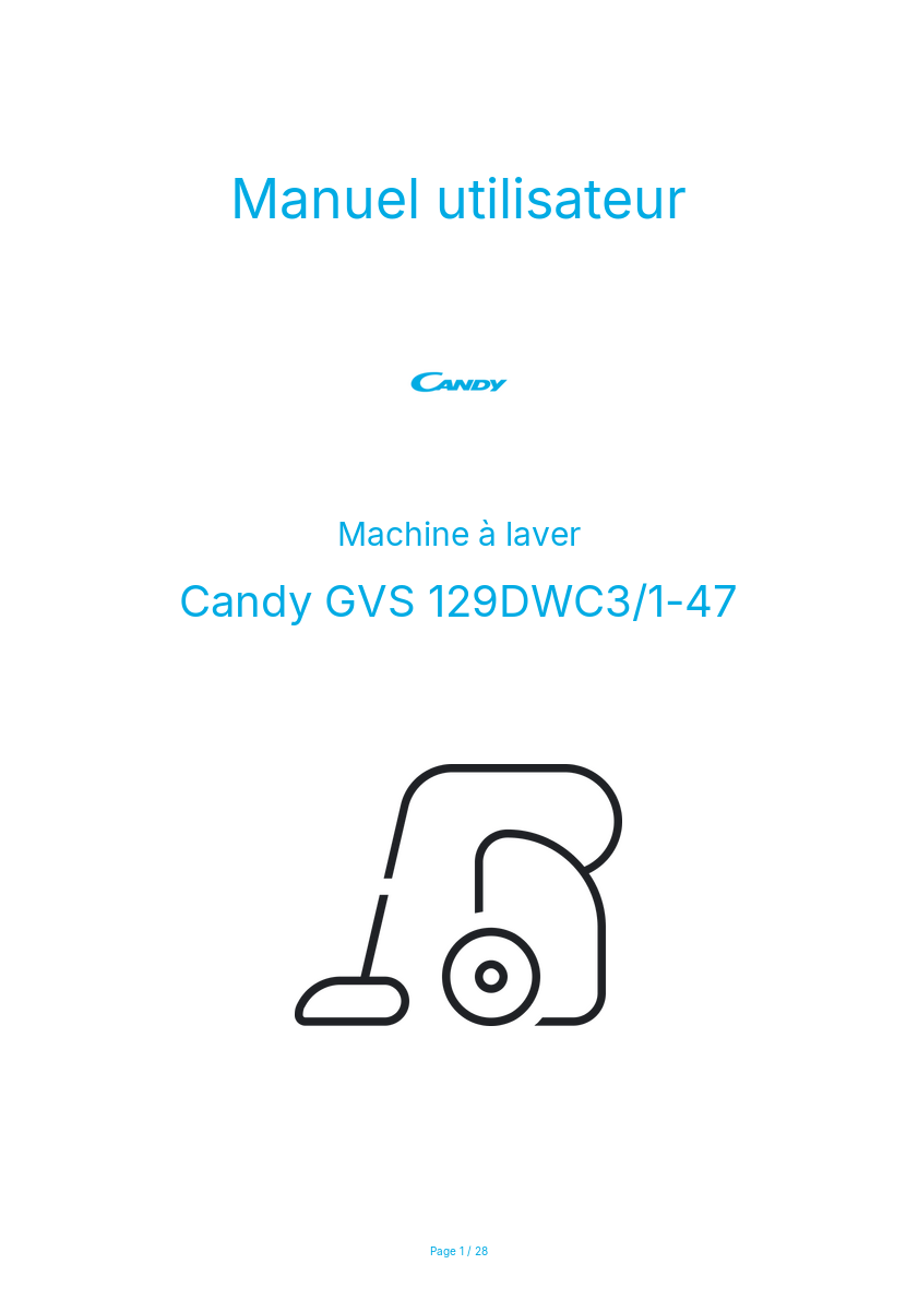 Page n°1 - Manuel utilisateur Candy GVS 129DWC3/1-47