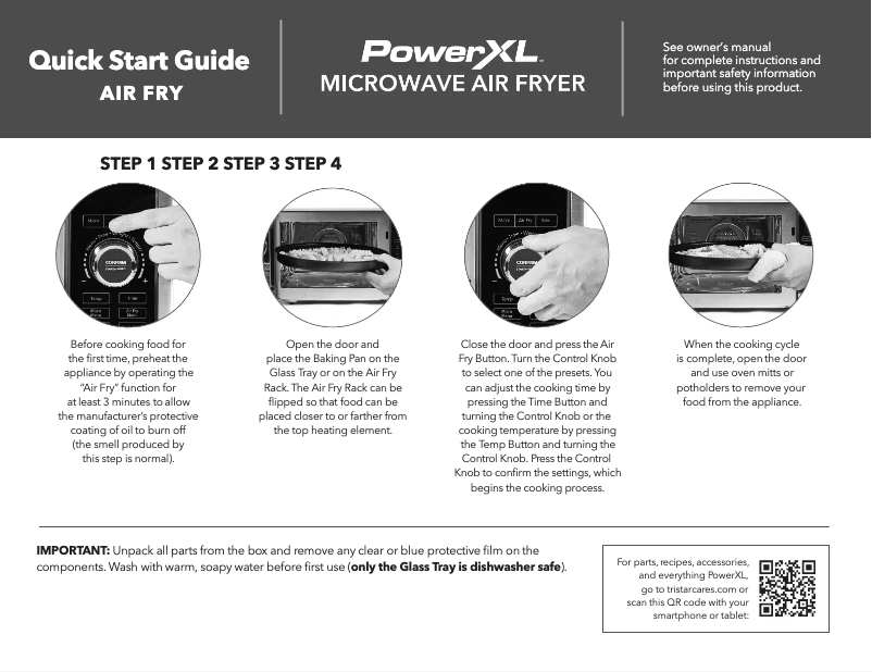 Page 1 de la notice Guide de démarrage rapide PowerXL Microwave Air Fryer BDK03