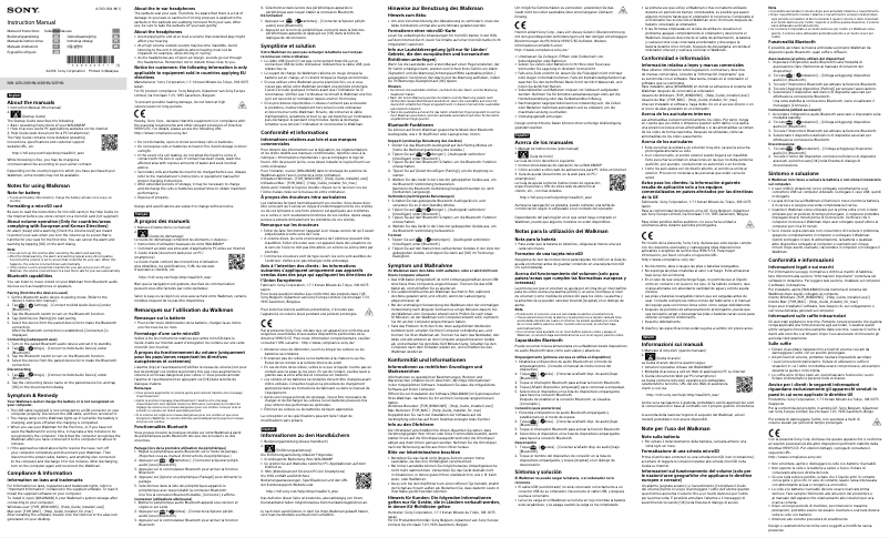 Page 1 de la notice Manuel utilisateur Sony NW-A35