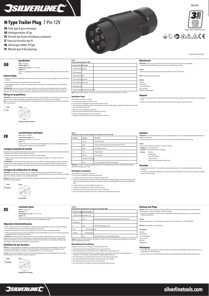 Page n°1 - Manuel utilisateur Silverline 363152