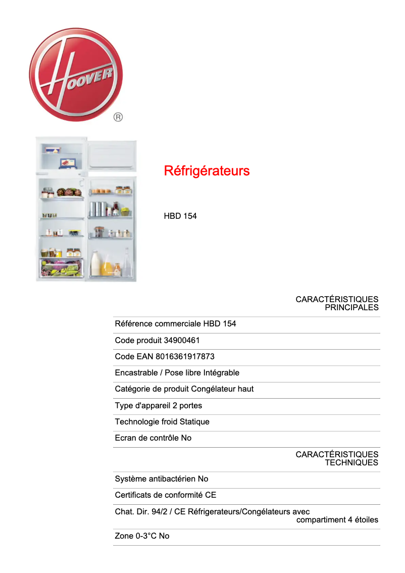 Imagen de la primera página del manual del dispositivo HBD 154