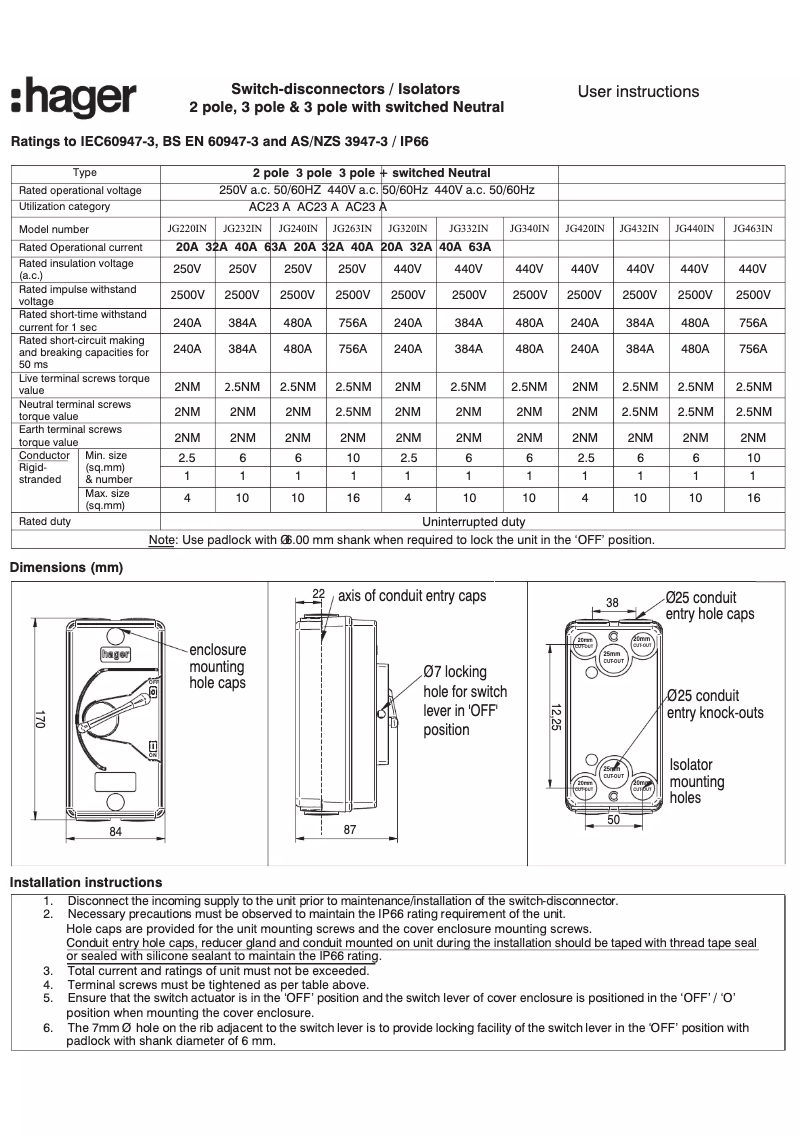 Image de la première page du manuel de l'appareil JG240IN