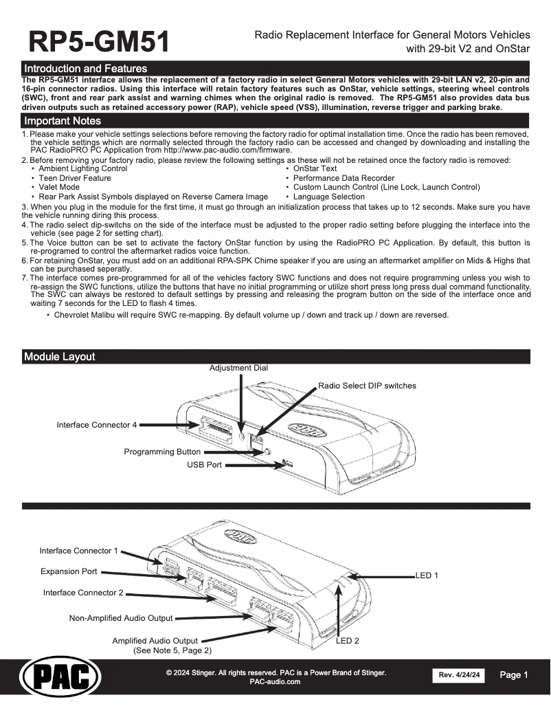 Imagen de la primera página del manual del dispositivo RP5-GM51