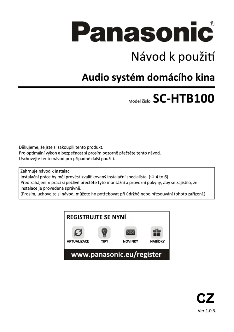 Page n°1 - Manuel utilisateur Panasonic SC-HTB100