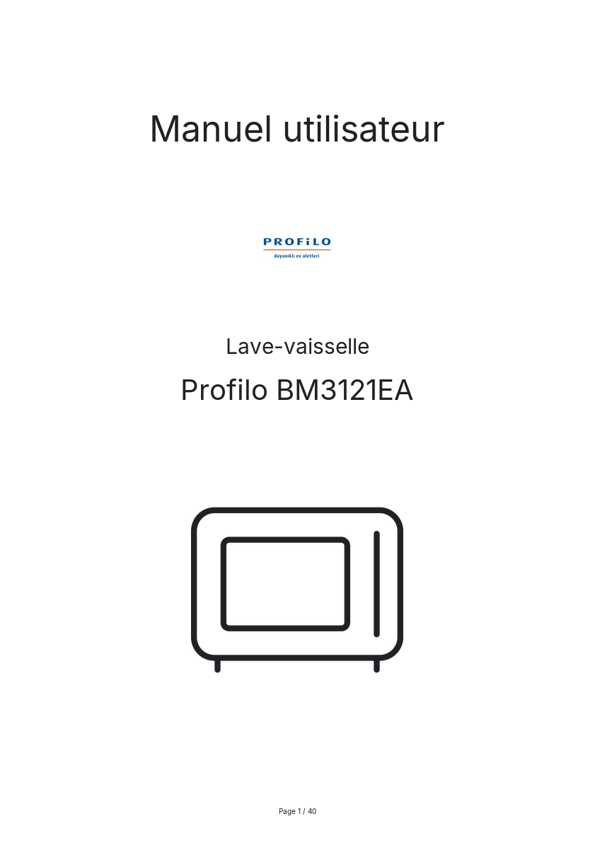 Page n°1 - Manuel utilisateur Profilo BM3121EA