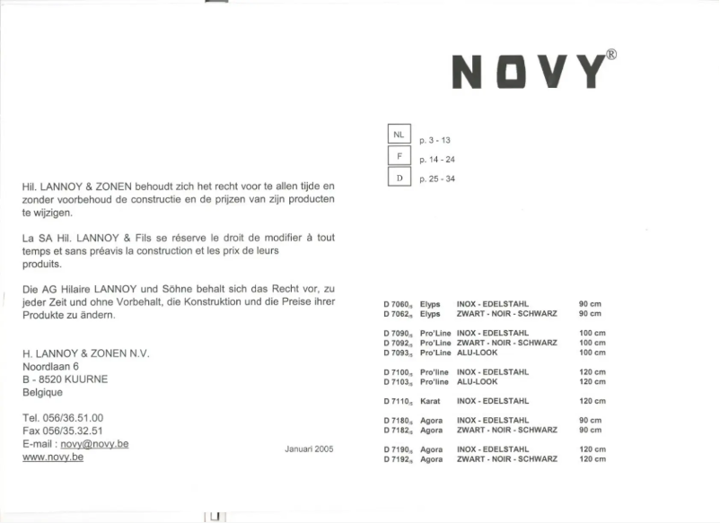 Page 1 de la notice Manuel utilisateur Novy Elyps 7062