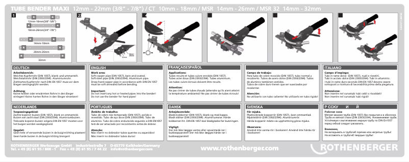 Page n°1 - Manuel utilisateur Rothenberger Tube Bender Maxi