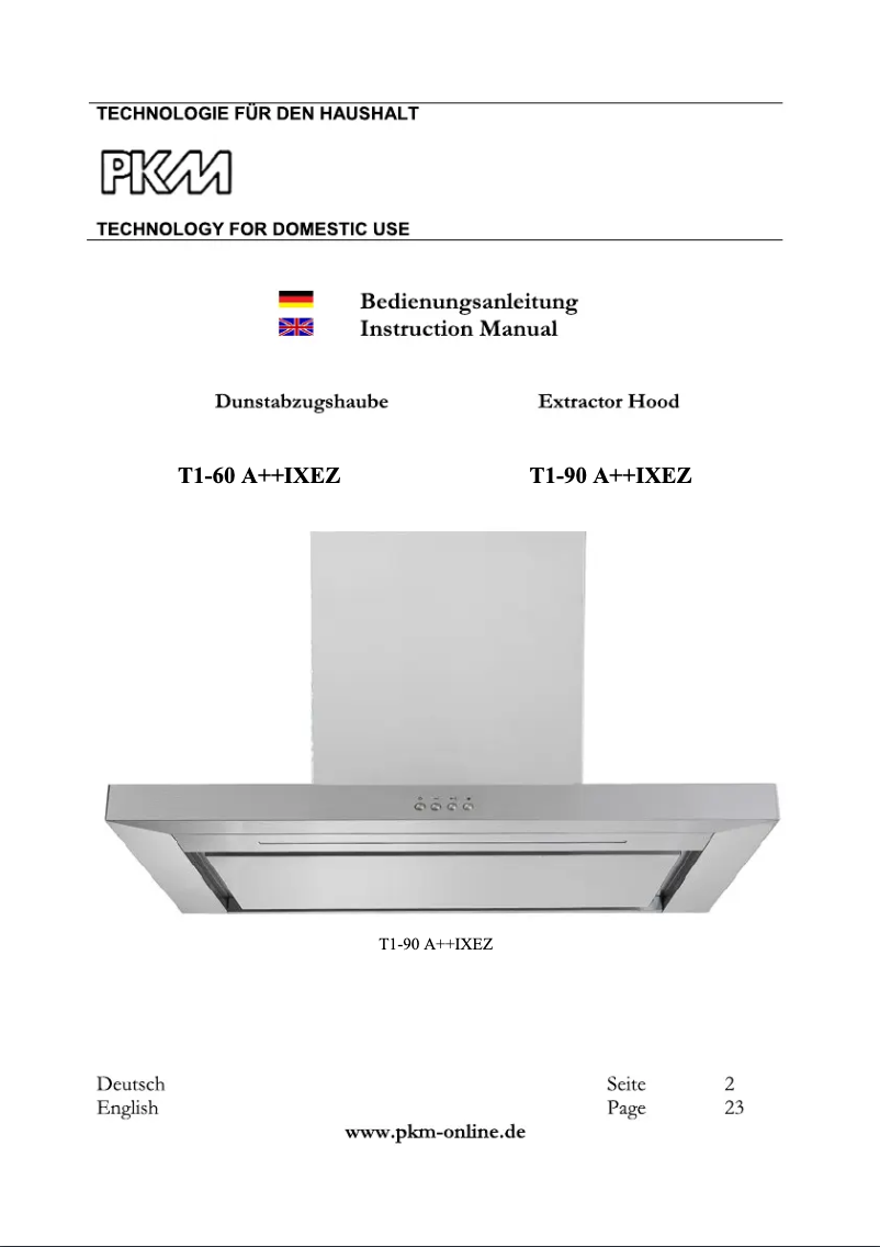 Page 1 de la notice Manuel utilisateur PKM T1-90A++IXEZ