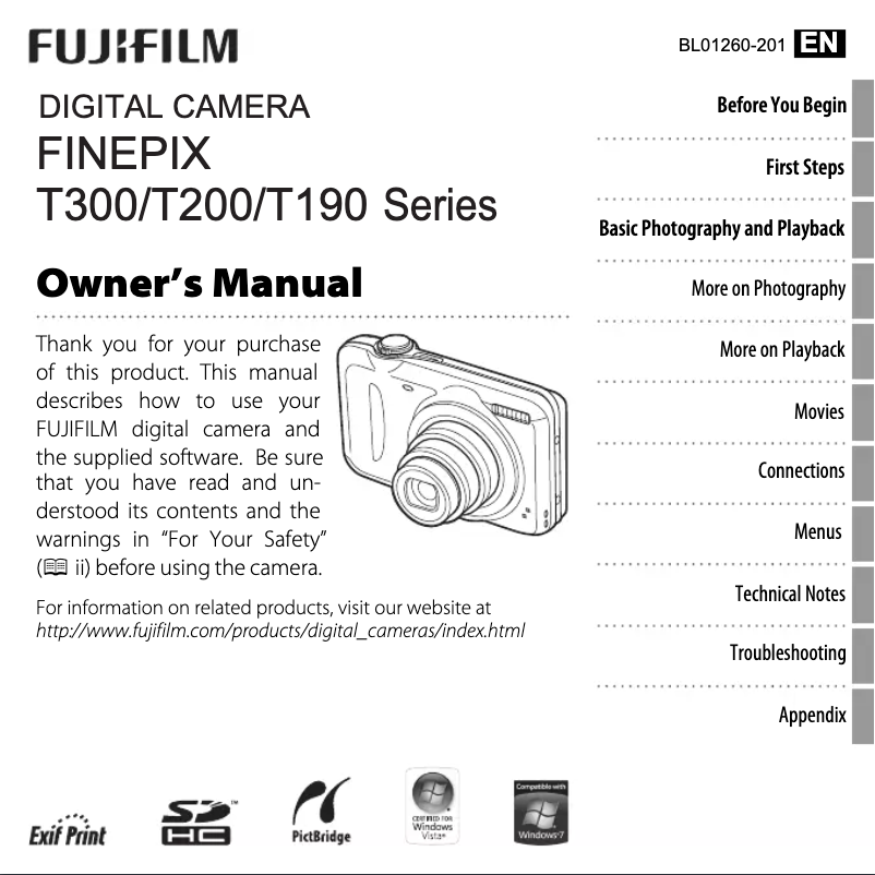 Page 1 de la notice Manuel utilisateur Fujifilm Finepix T305